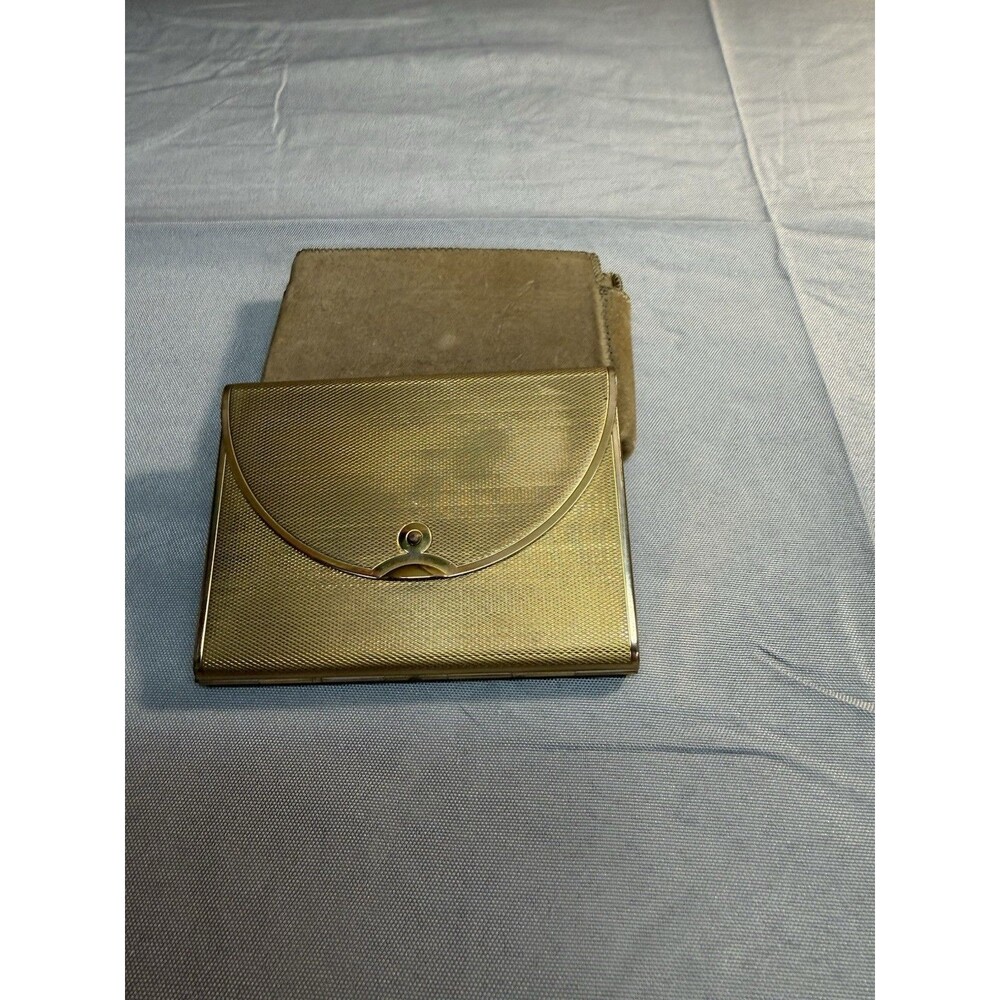 Vintage Coty brass textured powder compact envelope style
